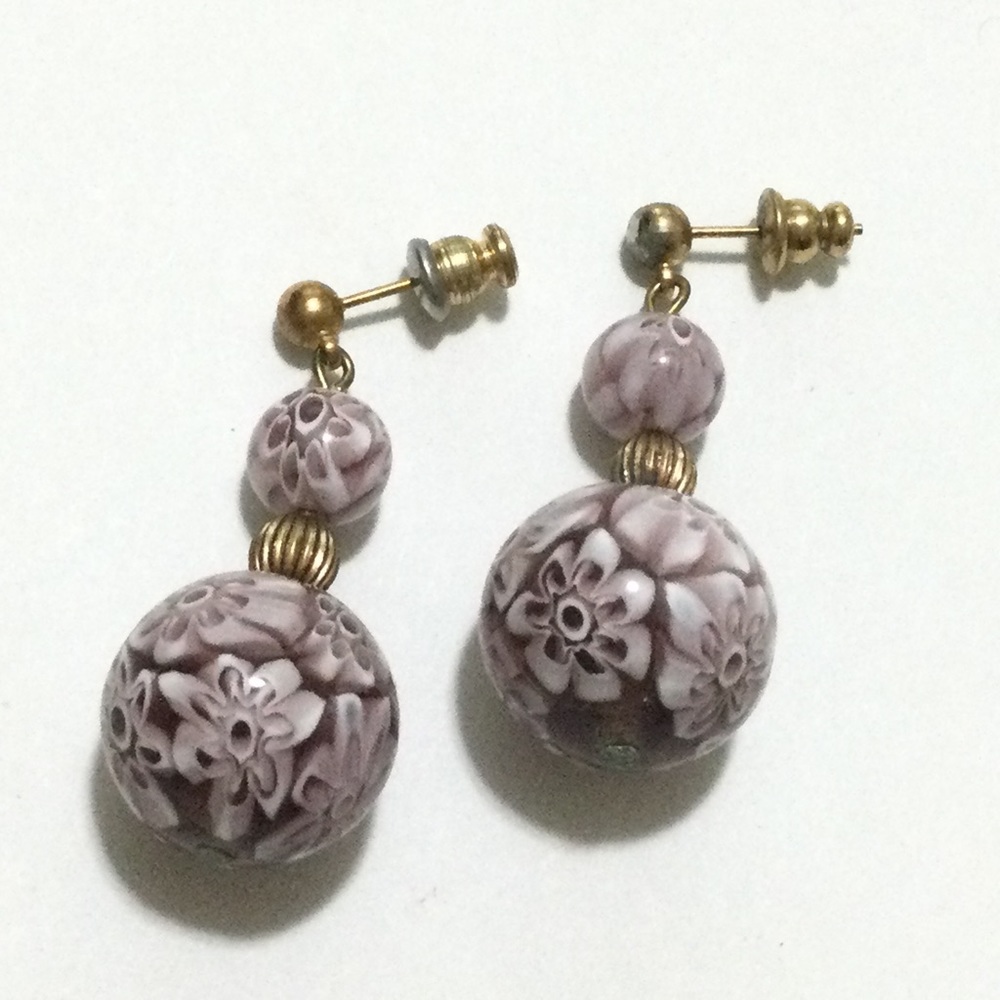 Mauve Venetian Bead Earrings